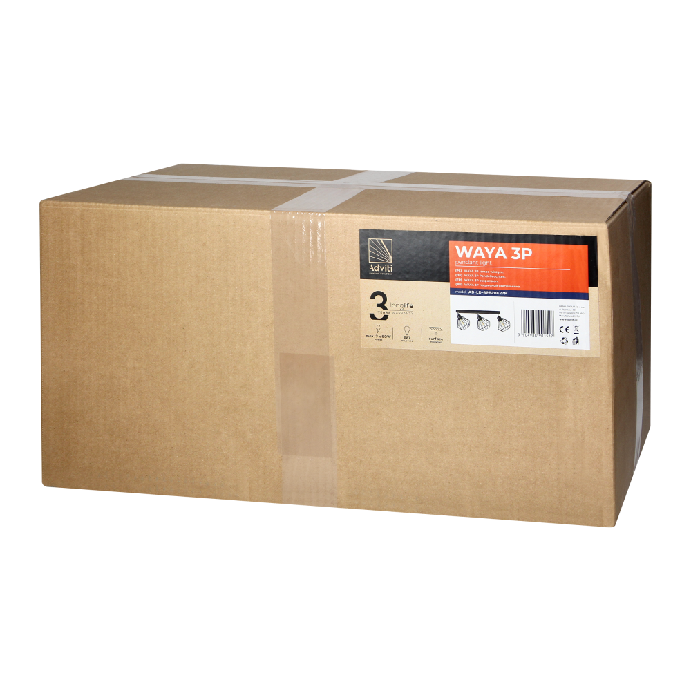 WAYA wall and ceiling luminaire, max. power 3x18W, E27, black