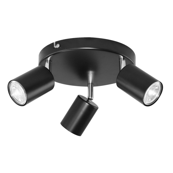 RINO wall and ceiling luminaire, max. power 3x50W, GU10, IP20, black RINO wall and ceiling luminaire, max. power 3x50W, GU10, IP20, black