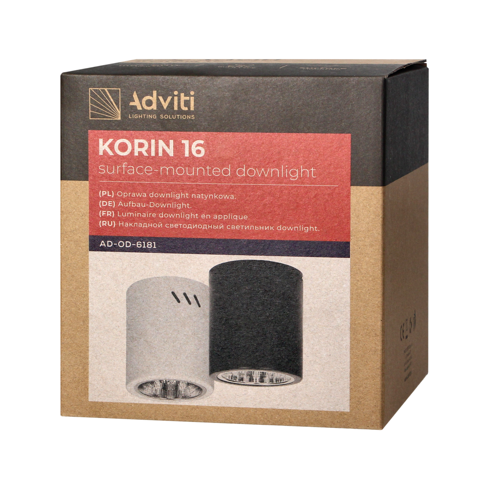 KORIN 16, oprawa typu downlight, 60W, E27, stal, czarna