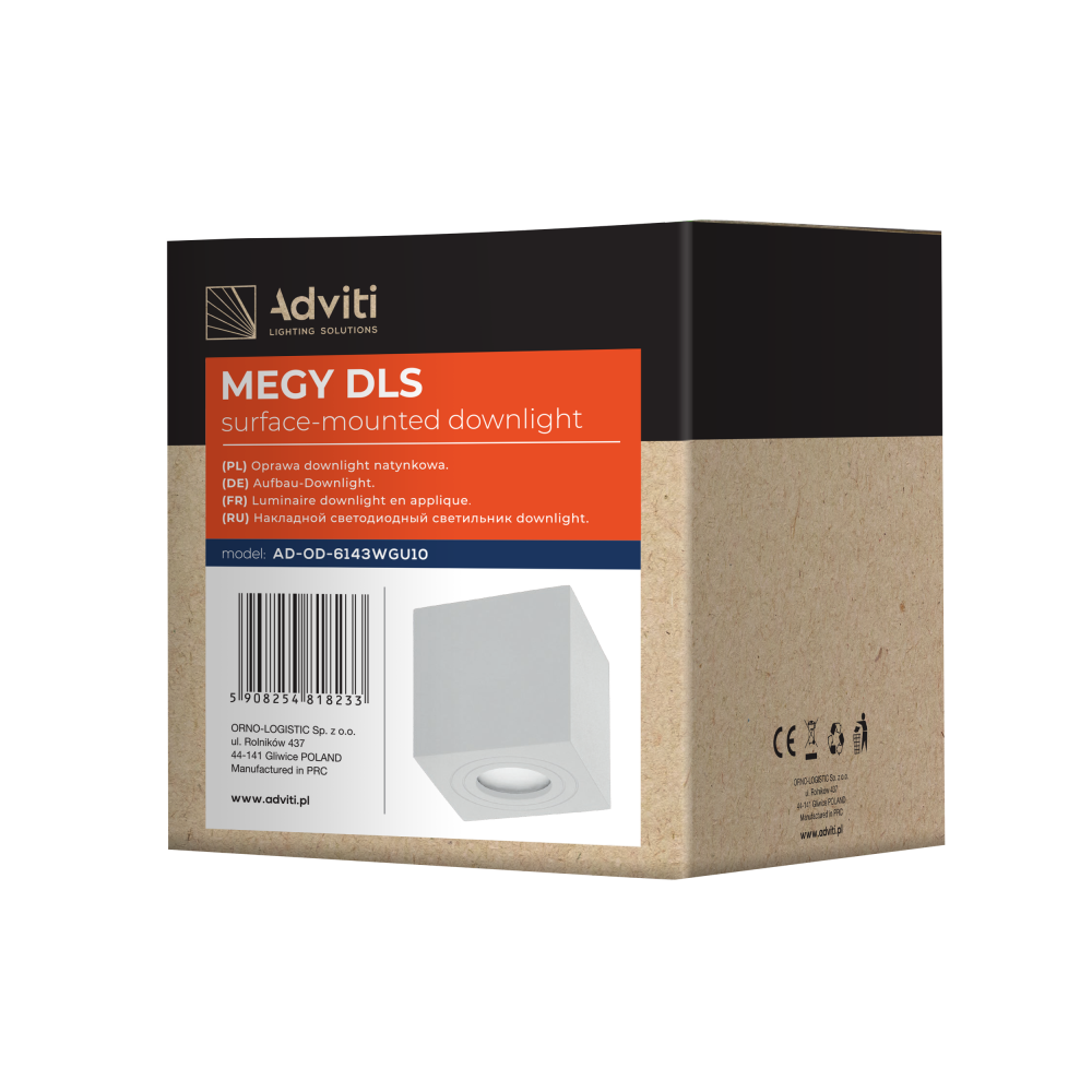 MEGY DLS GU10 downlight max 7W, IP54, square, white, aluminium
