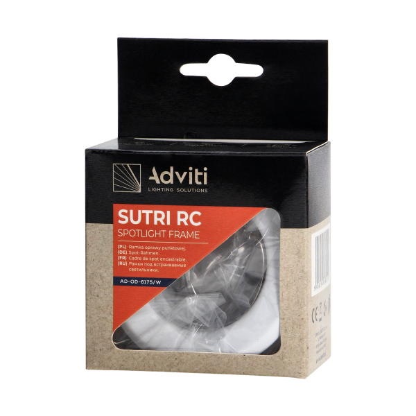 SUTRI RC decorative frame for spotlight, MR16/GU10 max 7W, round, fixed light beam, white