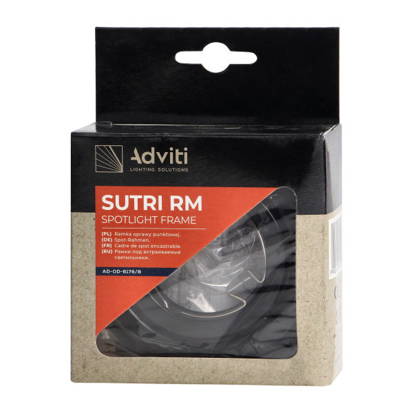 SUTRI RM decorative frame for spotlight, MR16/GU10 max 7W, round, adjustable light beam, black