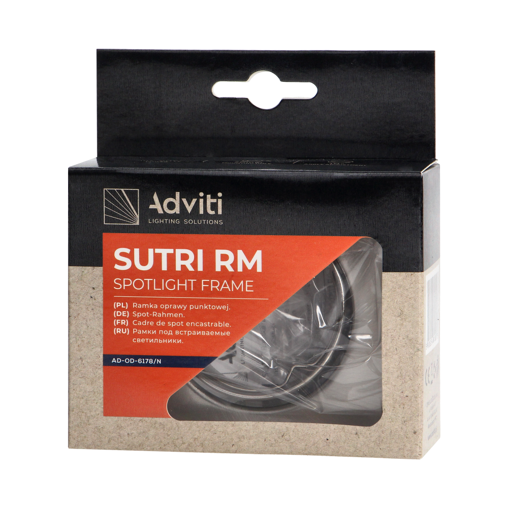 SUTRI SM decorative frame for spotlight, MR16/GU10 max 50W, square, adjustable light beam, satin