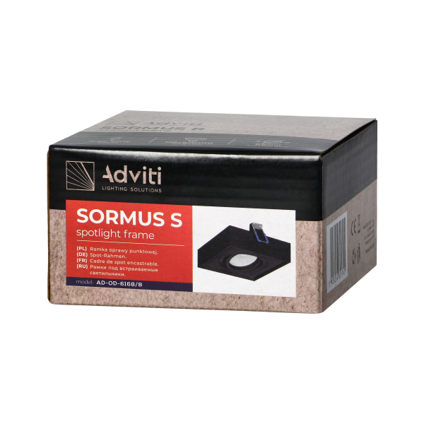 SORMUS S decorative frame for spotlight, MR16/GU10 max 7W, adjustable, square, black