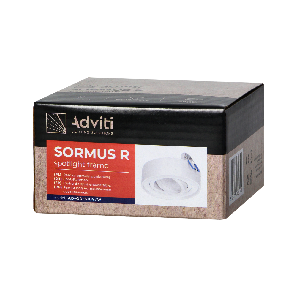 SORMUS R decorative frame for spotlight, MR16/GU10 max 7W, adjustable, round, white