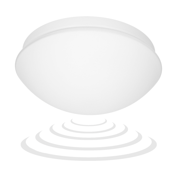 MARIN, ceiling light with microwave motion sensor, 60W, E27, IP44, mat glass