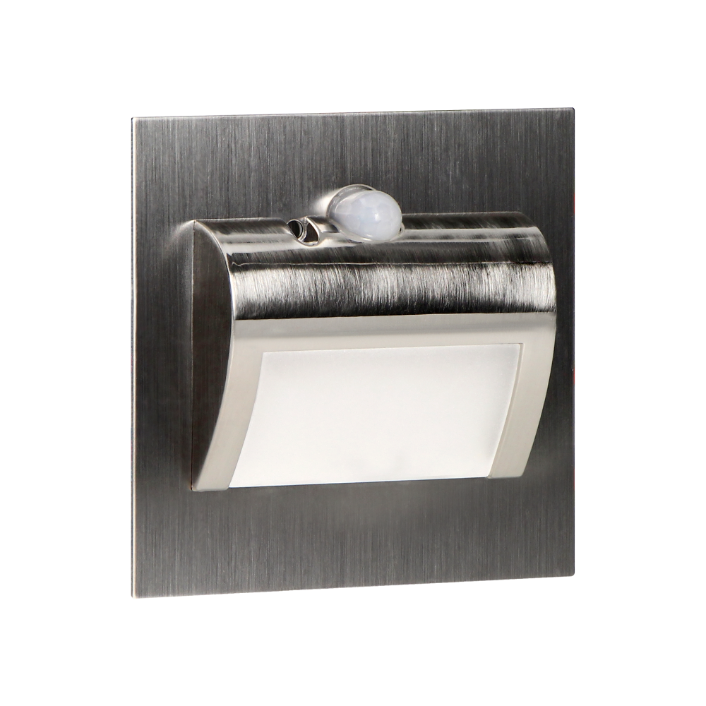 DRACO LED NEW 1,5W, oprawa schodowa podtynkowa, 12VDC, 30lm, 4000K, satyna, czujnik ruchu i zmierzchu