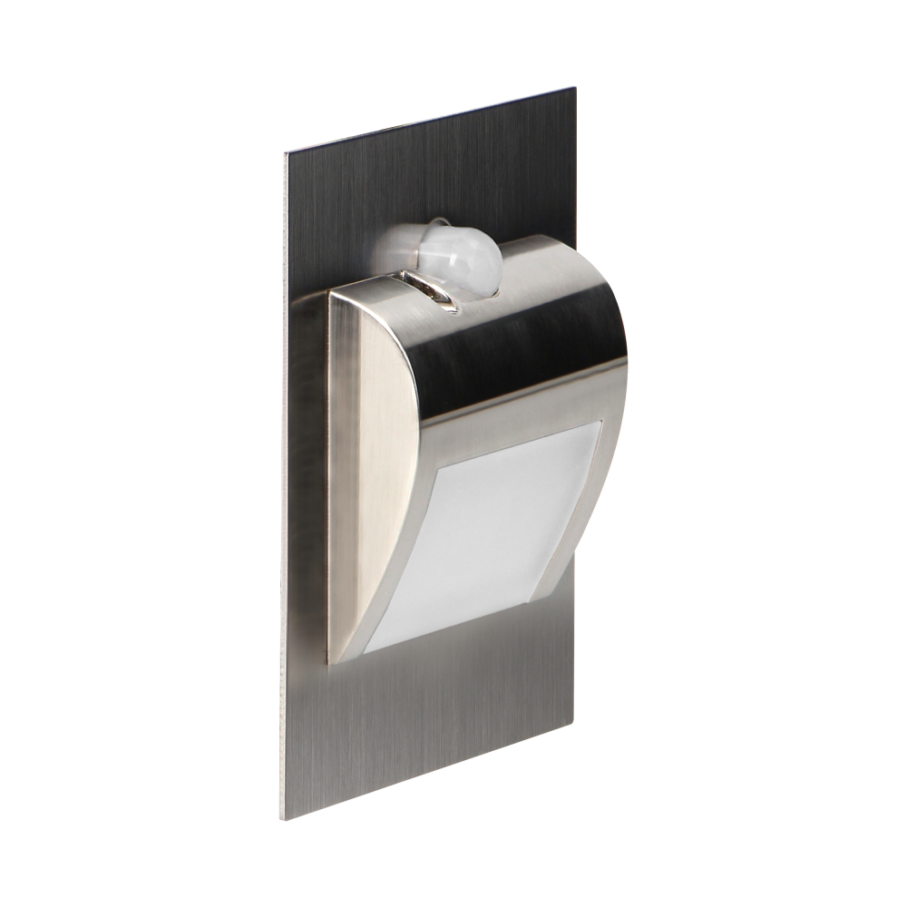 DRACO LED NEW 1.5W, flush-mounted staircase luminaire, 12VDC, 30lm, 4000K, satin twilight and motion sensor