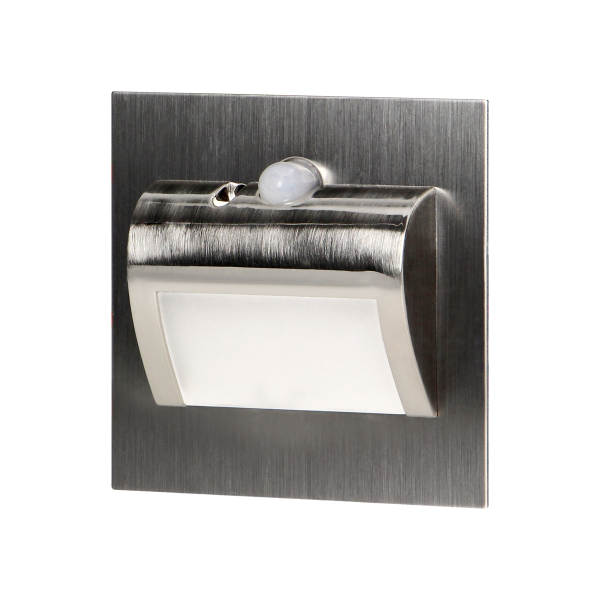 DRACO LED NEW 1,5W, oprawa schodowa podtynkowa, 12VDC, 30lm, 6000K, satyna, czujnik ruchu i zmierzchu