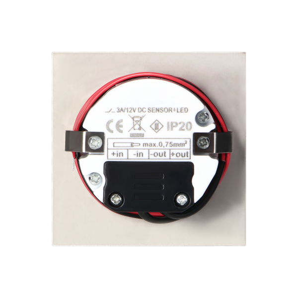 DRACO LED NEW 1,5W, oprawa schodowa podtynkowa, 12VDC, 30lm, 6000K, satyna, czujnik ruchu i zmierzchu