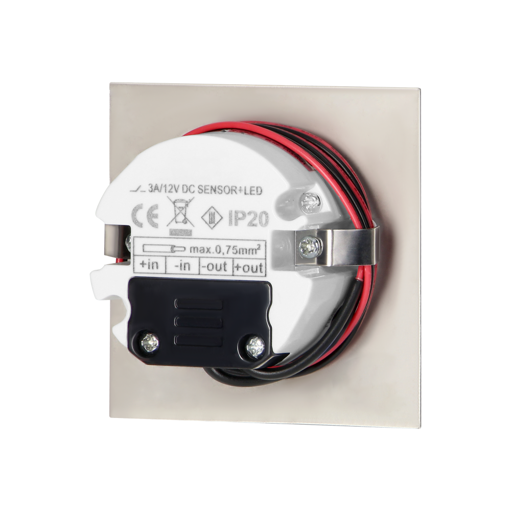 DRACO LED NEW 1,5W, oprawa schodowa podtynkowa, 12VDC, 30lm, 6000K, satyna, czujnik ruchu i zmierzchu