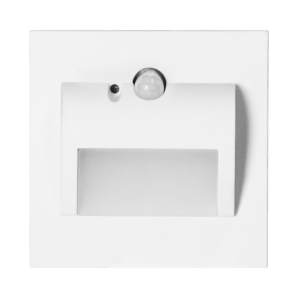 DRACO LED NEW 1.5W, flush-mounted staircase luminaire, 12VDC, 30lm, 4000K, white twilight and motion sensor