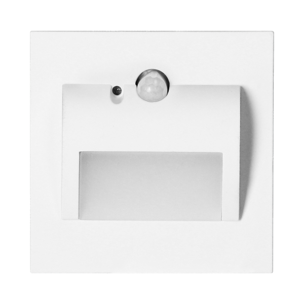 DRACO LED NEW 1.5W, flush-mounted staircase luminaire, 12VDC, 30lm, 4000K, white twilight and motion sensor