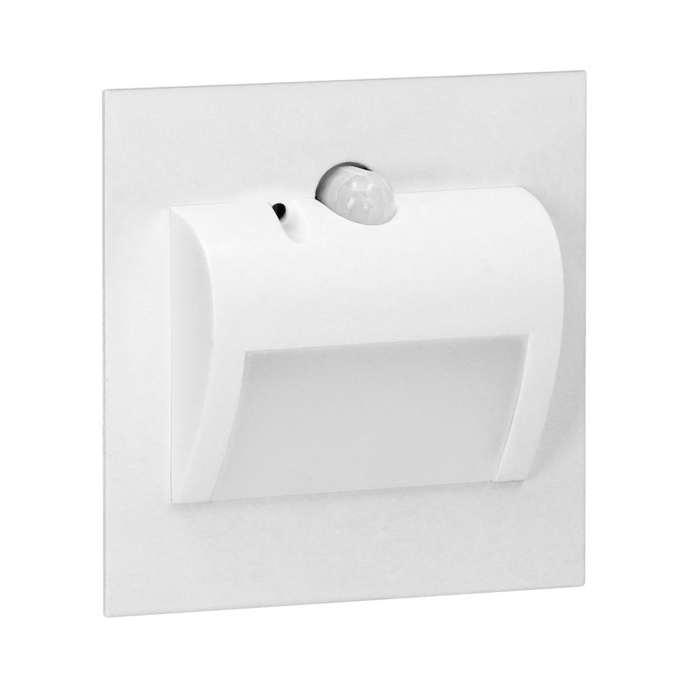 DRACO LED NEW 1.5W, flush-mounted staircase luminaire, 12VDC, 30lm, 4000K, white twilight and motion sensor