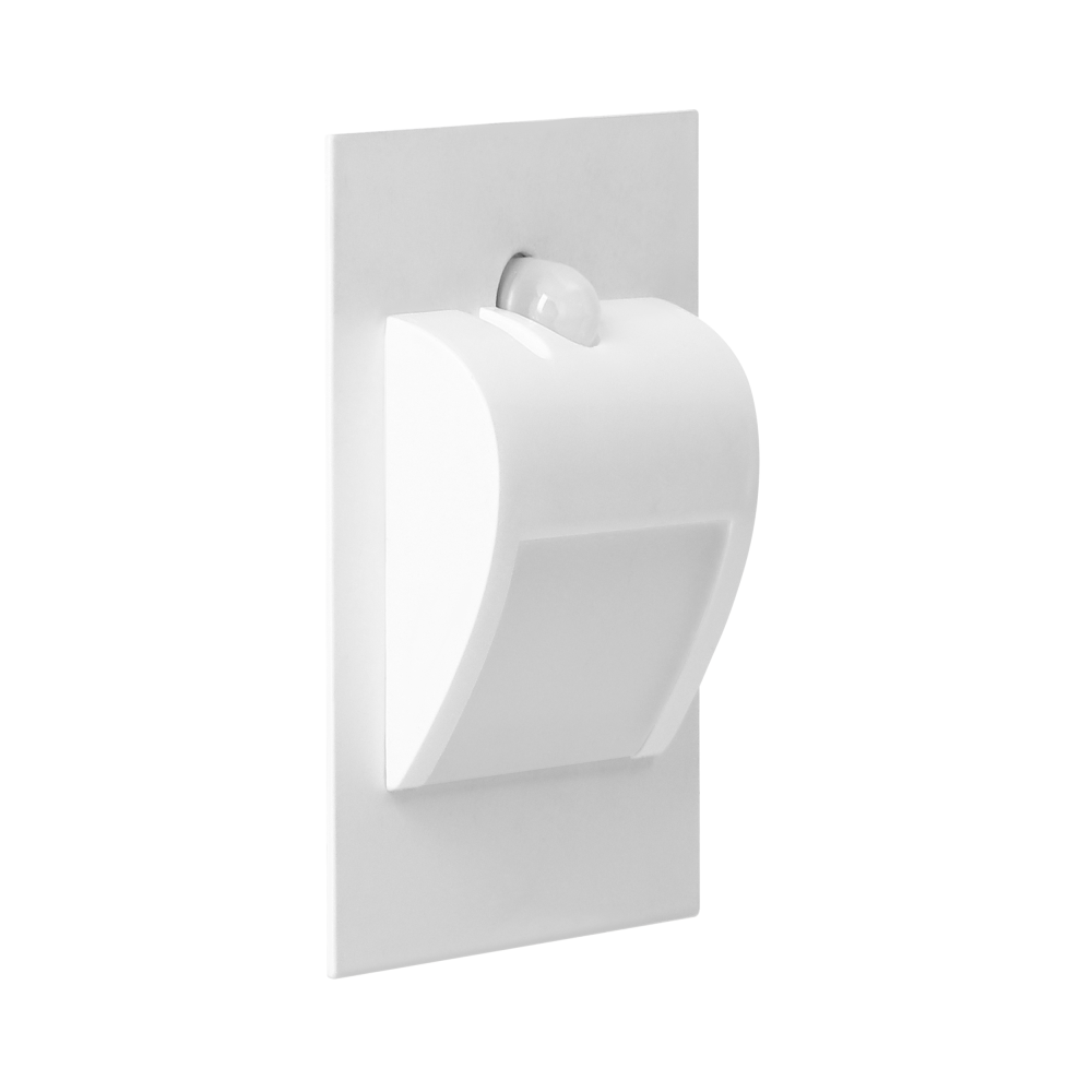 DRACO LED NEW 1.5W, flush-mounted staircase luminaire, 12VDC, 30lm, 4000K, white twilight and motion sensor