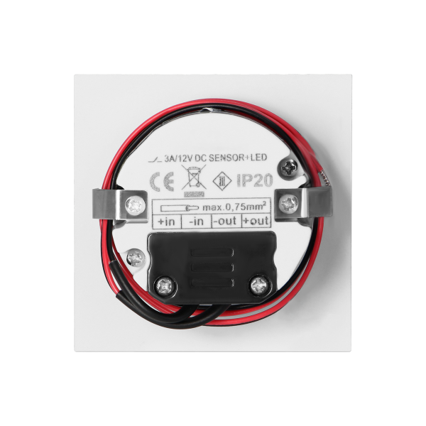 DRACO LED NEW 1,5W, oprawa schodowa podtynkowa, 12VDC, 30lm, 6000K, biała, czujnik ruchu i zmierzchu