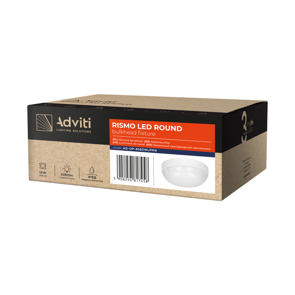 RISMO LED ROUND 12W oprawa kanałowa, 1080lm, IP65, IK08, 4000K