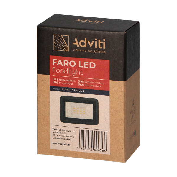 FARO LED floodlight 10W, 800lm, IP65, 4000K, aluminum + glass