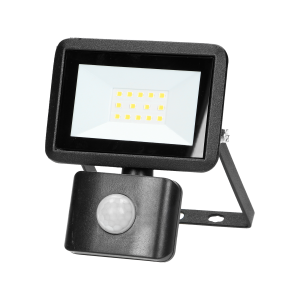 FARO S LED floodlight with PIR 10W, 800lm, IP44, 4000K, aluminum + glass