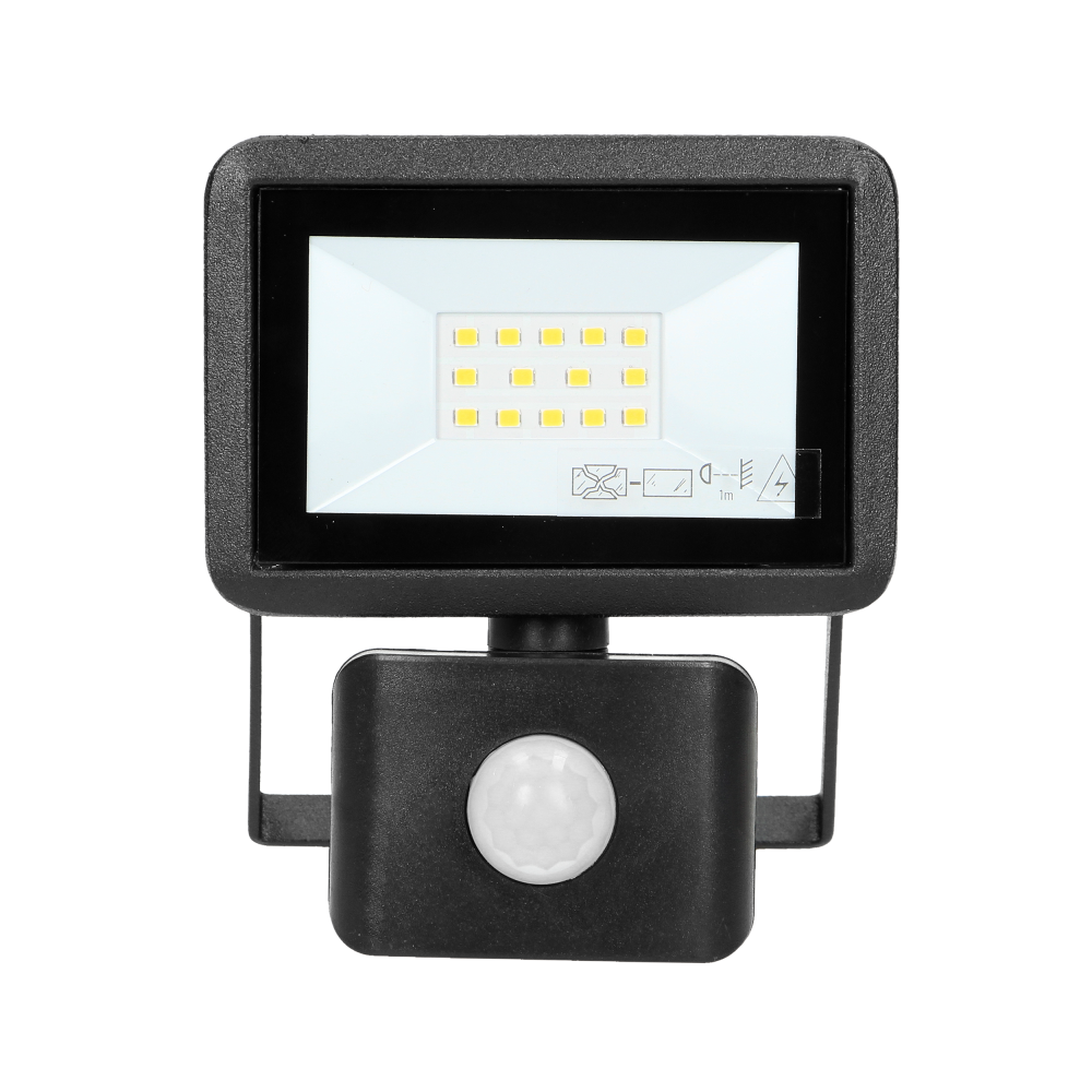 FARO S LED naświetlacz z PIR 10W, 800lm, IP44, 4000K, aluminium + szkło