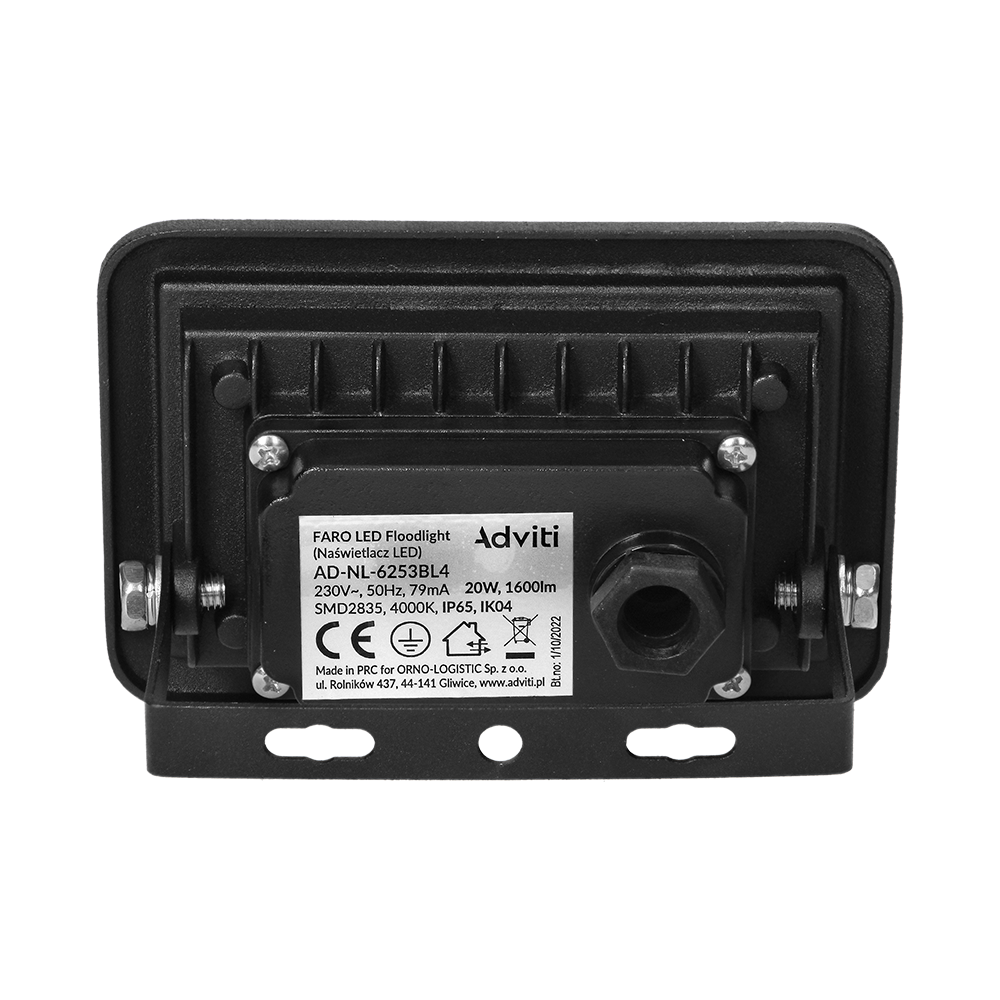 FARO LED naświetlacz 20W, 1600lm, IP65, 4000K, aluminium + szkło