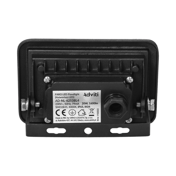 FARO LED naświetlacz 20W, 1600lm, IP65, 4000K, aluminium + szkło FARO LED naświetlacz 20W, 1600lm, IP65, 4000K, aluminium + szkło