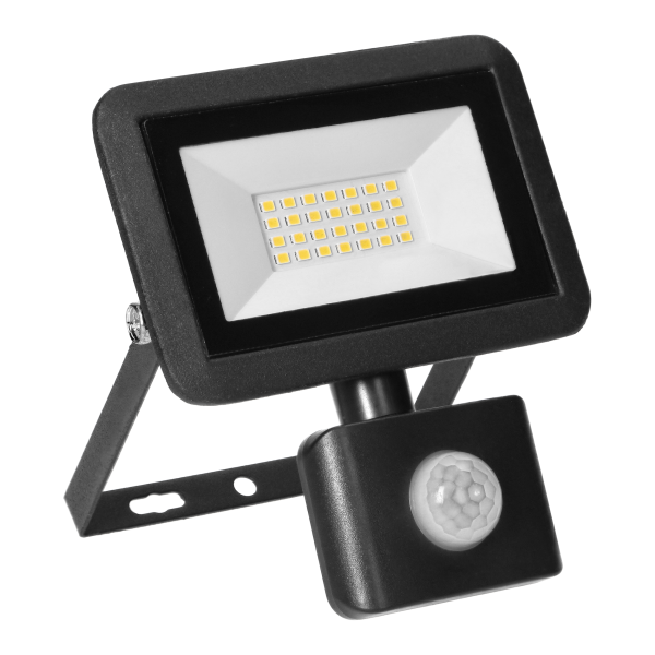 FARO S LED floodlight with PIR 20W, 1600lm, IP44, 4000K, aluminum + glass