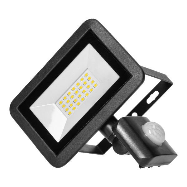 FARO S LED floodlight with PIR 20W, 1600lm, IP44, 4000K, aluminum + glass