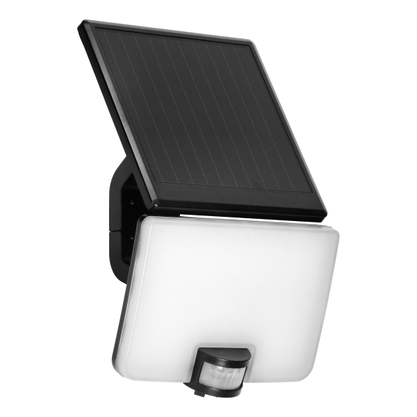 SOLIS LED 10W,  naświetlacz solarny z czujnikiem ruchu PIR, 1200lm, IP54, 4000K, 3000 mAh, czarny SOLIS LED 10W,  naświetlacz solarny z czujnikiem ruchu PIR, 1200lm, IP54, 4000K, 3000 mAh, czarny