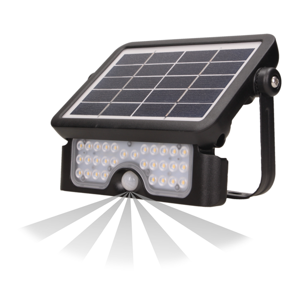 LUX LED 5W solar floodlight with motion sensor, 500lm, IP65, 4000K, 2x1500mAh, black LUX LED 5W solar floodlight with motion sensor, 500lm, IP65, 4000K, 2x1500mAh, black