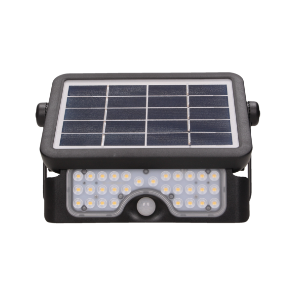 LUX LED 5W, naświetlacz solarny z czujnikiem ruchu 500lm, IP65, 4000K, 2x1500mAh, czarny