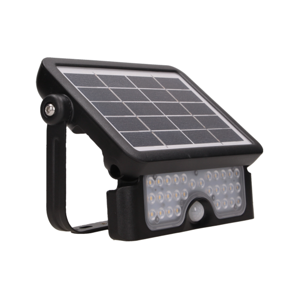 LUX LED 5W, naświetlacz solarny z czujnikiem ruchu 500lm, IP65, 4000K, 2x1500mAh, czarny
