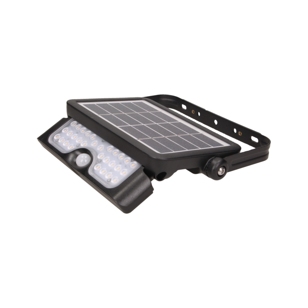 LUX LED 5W solar floodlight with motion sensor, 500lm, IP65, 4000K, 2x1500mAh, black