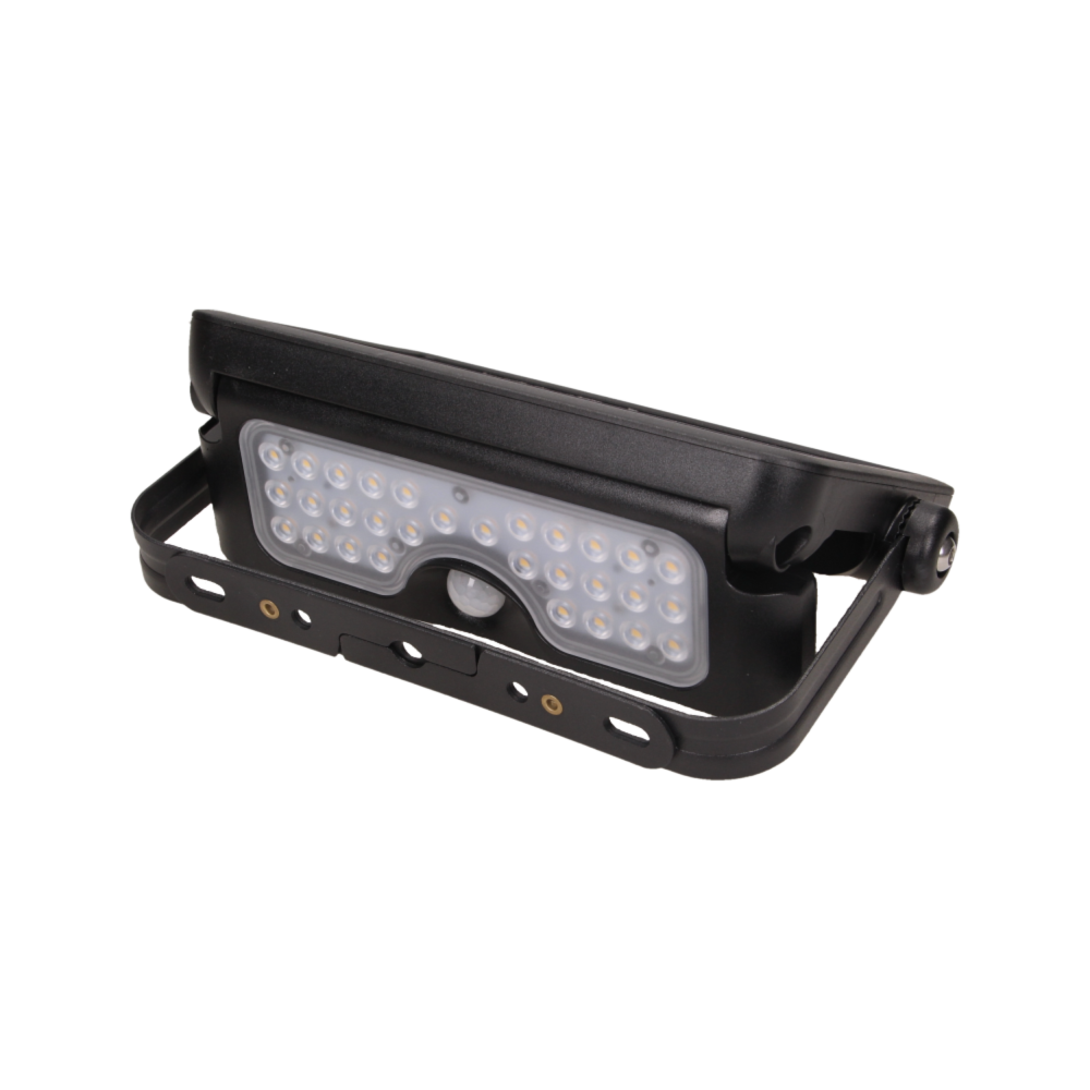 LUX LED 5W solar floodlight with motion sensor, 500lm, IP65, 4000K, 2x1500mAh, black