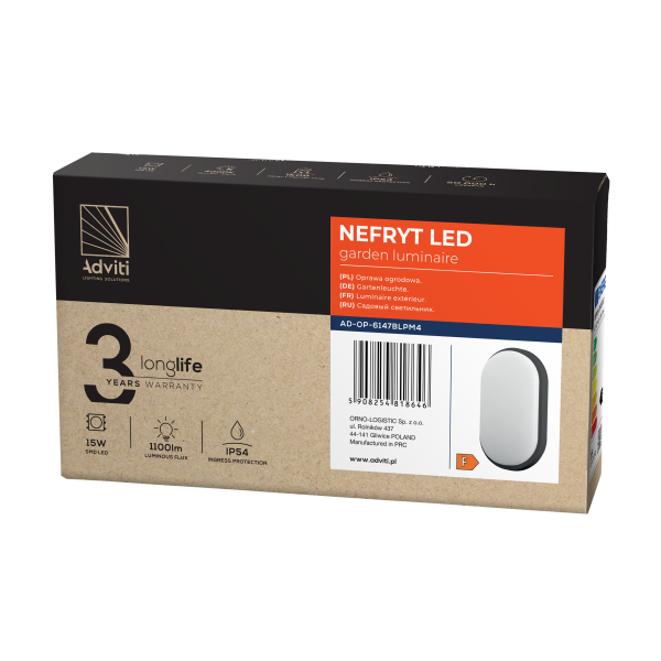 NEFRYT LED 15W, garden luminaire, 1100lm, IP54, 4000K, black NEFRYT LED 15W, garden luminaire, 1100lm, IP54, 4000K, black