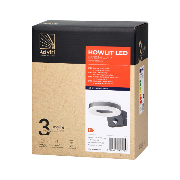 HOWLIT LED 20W, garden luminaire with motion sensor, 1800lm, IP65, 4000K, grey HOWLIT LED 20W, garden luminaire with motion sensor, 1800lm, IP65, 4000K, grey