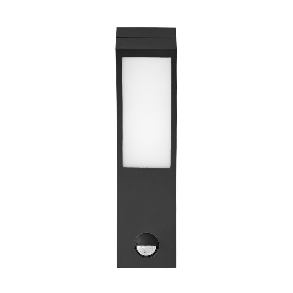 PIRYT LED 10W, oprawa ogrodowa z czujnikiem ruchu 140st, 800lm, IP54, 4000K, czarna