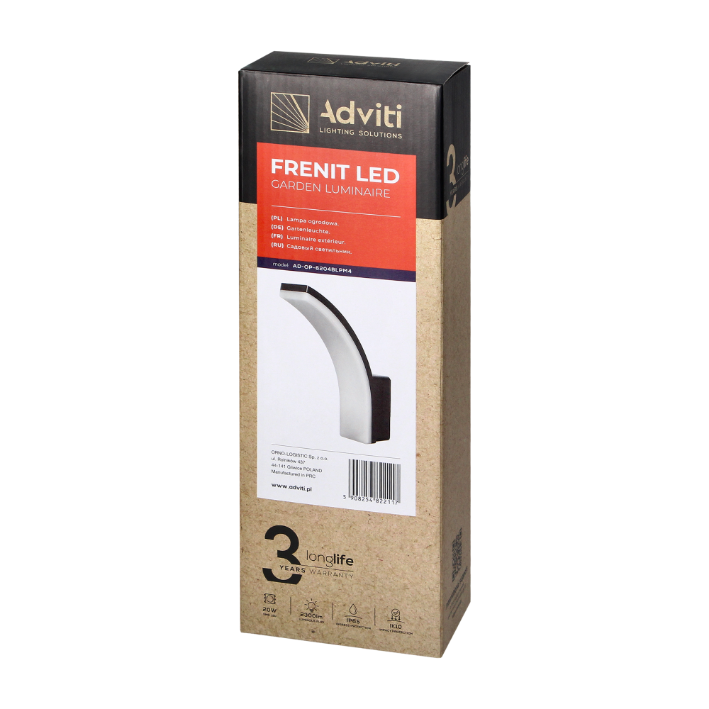 FRENIT LED 20W, oprawa ogrodowa, 2000lm, IP65, 4000K, czarna