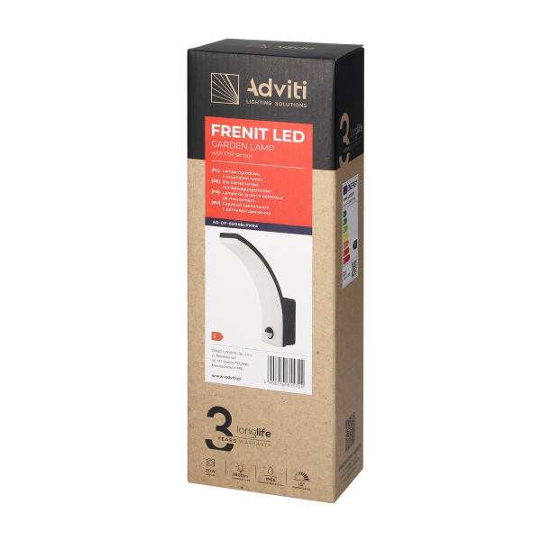 FRENIT LED 20W, garden luminaire with motion sensor, 2000lm, IP65, 4000K, dimmer, black FRENIT LED 20W, garden luminaire with motion sensor, 2000lm, IP65, 4000K, dimmer, black