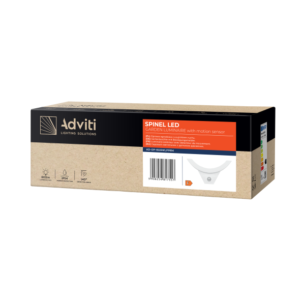 SPINEL LED 10W, oprawa ogrodowa z czujnikiem ruchu 140°, 800lm, IP54, 4000K, IK10, biała SPINEL LED 10W, oprawa ogrodowa z czujnikiem ruchu 140°, 800lm, IP54, 4000K, IK10, biała