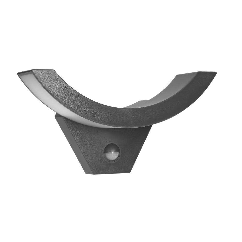 SPINEL LED 10W garden luminaire with PIR motion sensor, 140°, 800lm, IP54, 4000K, IK10, grey