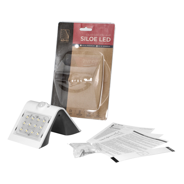 LED solar garden lamp SILOE with motion sensor, white LED solar garden lamp SILOE with motion sensor, white