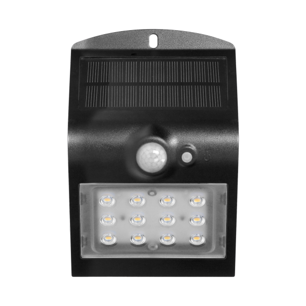 SILOE LED 1,5W, lampa solarna z czujnikiem ruchu 120st, 190lm, IP65, 4000K, 1200mAh, podwójne źródło światła, czarna SILOE LED 1,5W, lampa solarna z czujnikiem ruchu 120st, 190lm, IP65, 4000K, 1200mAh, podwójne źródło światła, czarna