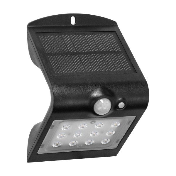 LED solar garden lamp SILOE with motion sensor, black LED solar garden lamp SILOE with motion sensor, black