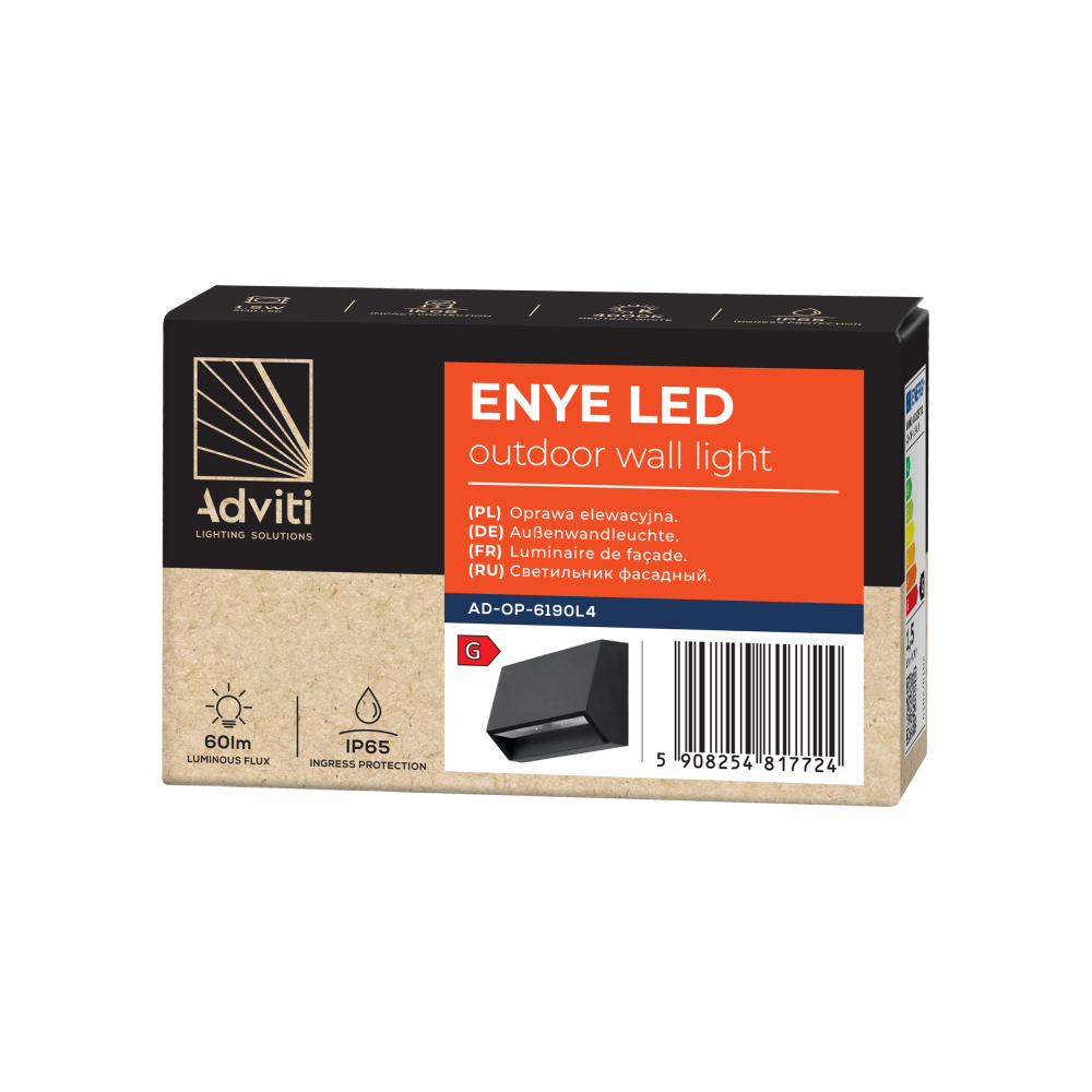 ENYE LED 1,5W, outdoor wall light, 60lm, IP65, 4000K,