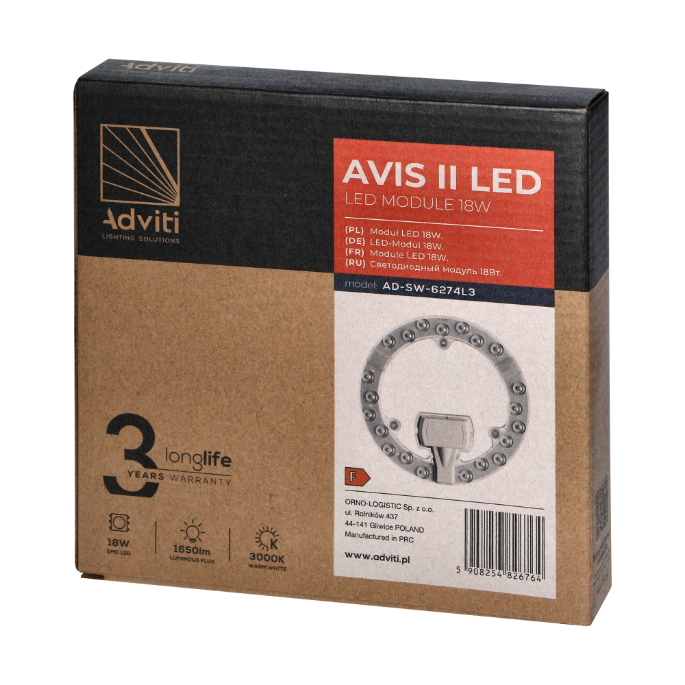 AVIS II LED panel świetlny LED 18W, 1650lm, 3000K, Ø 176