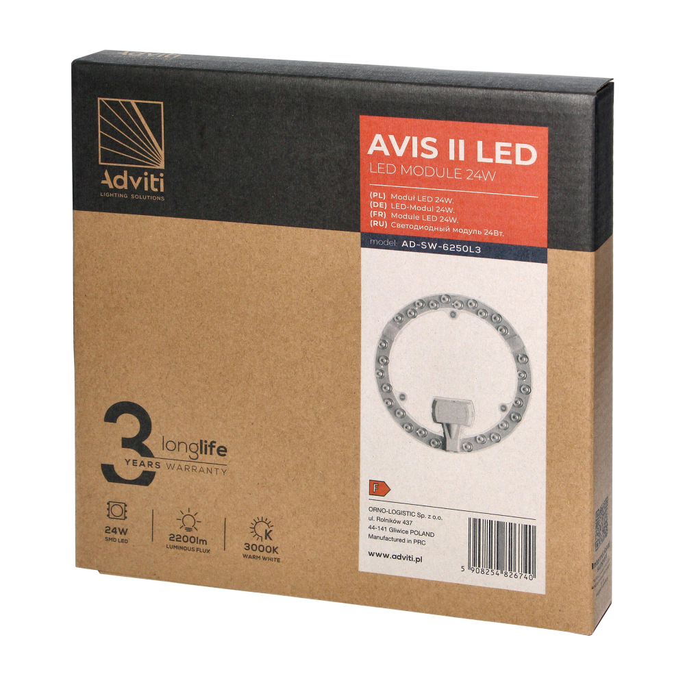 AVIS II LED light panel 24W, 2200lm, 3000K, Ø 215
