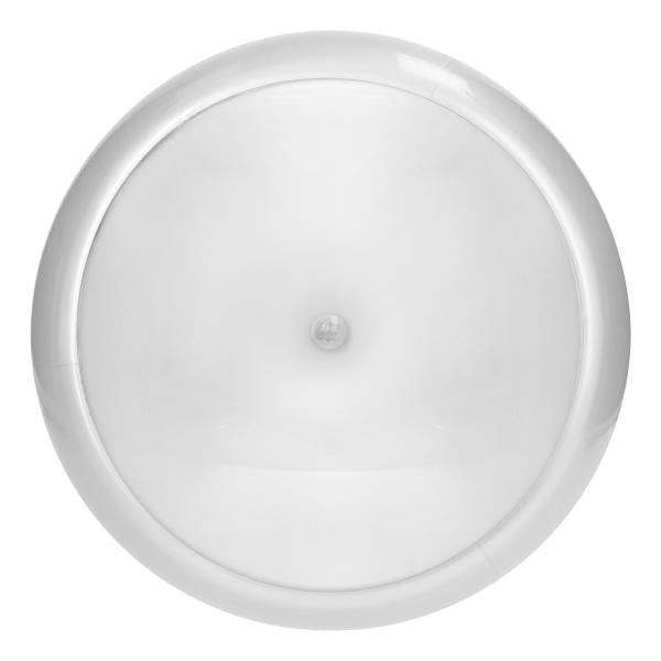 KOKO luminaire 2xE27 with PIR motion sensor, 2x40W, white-polypropylene, matt PC diffuser, IP44, IK10