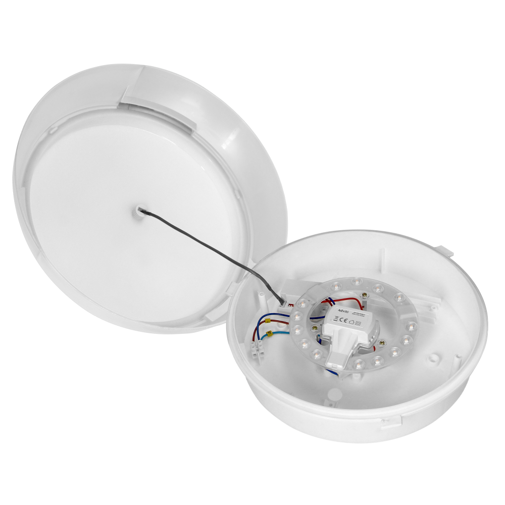 KOKO luminaire 2xE27 with PIR motion sensor, 2x40W, white-polypropylene, matt PC diffuser, IP44, IK10