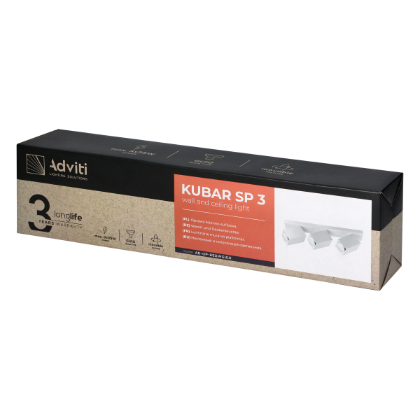 KUBAR SP 3, wall and ceiling luminaire, 3xGU10, IP20, white